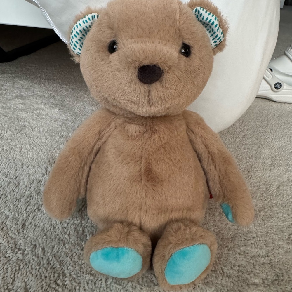 Plush Brown Teddy Bear with Teal Accents - Kids Toy